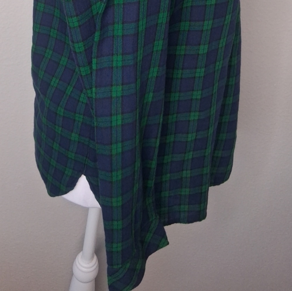 Talbots Women's Shirt Green Blue Plaid Popover Tunic Long Slv Henley PP (0-2) - Picture 7 of 16